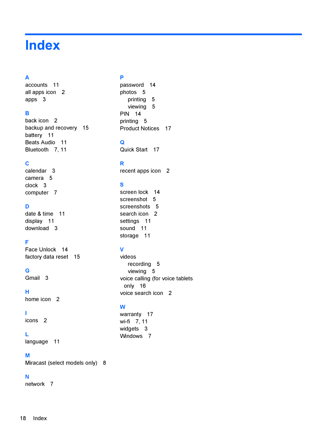 HP 6 VoiceTab II manual Index, Videos 