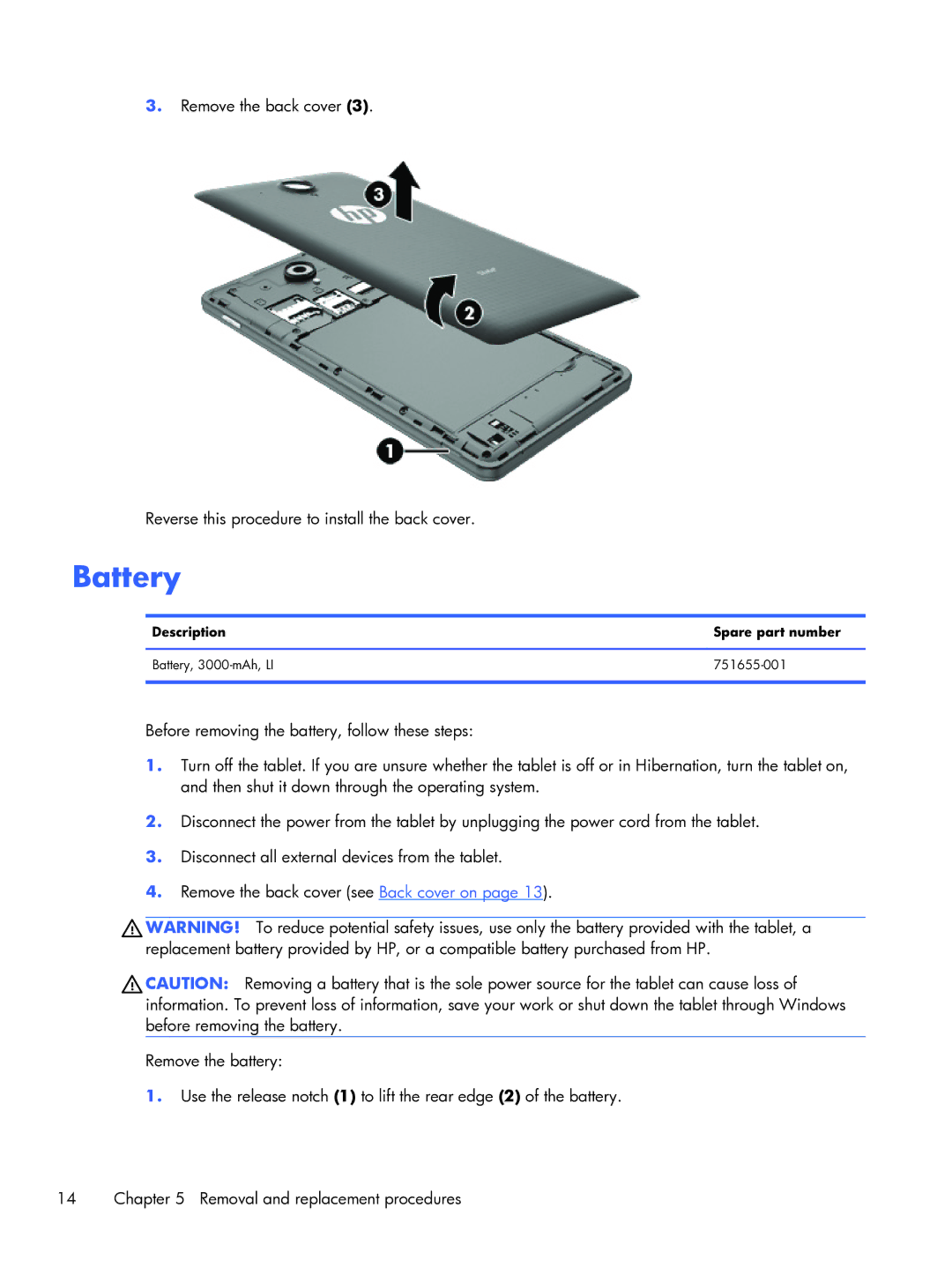 HP 6 VoiceTab manual Battery 