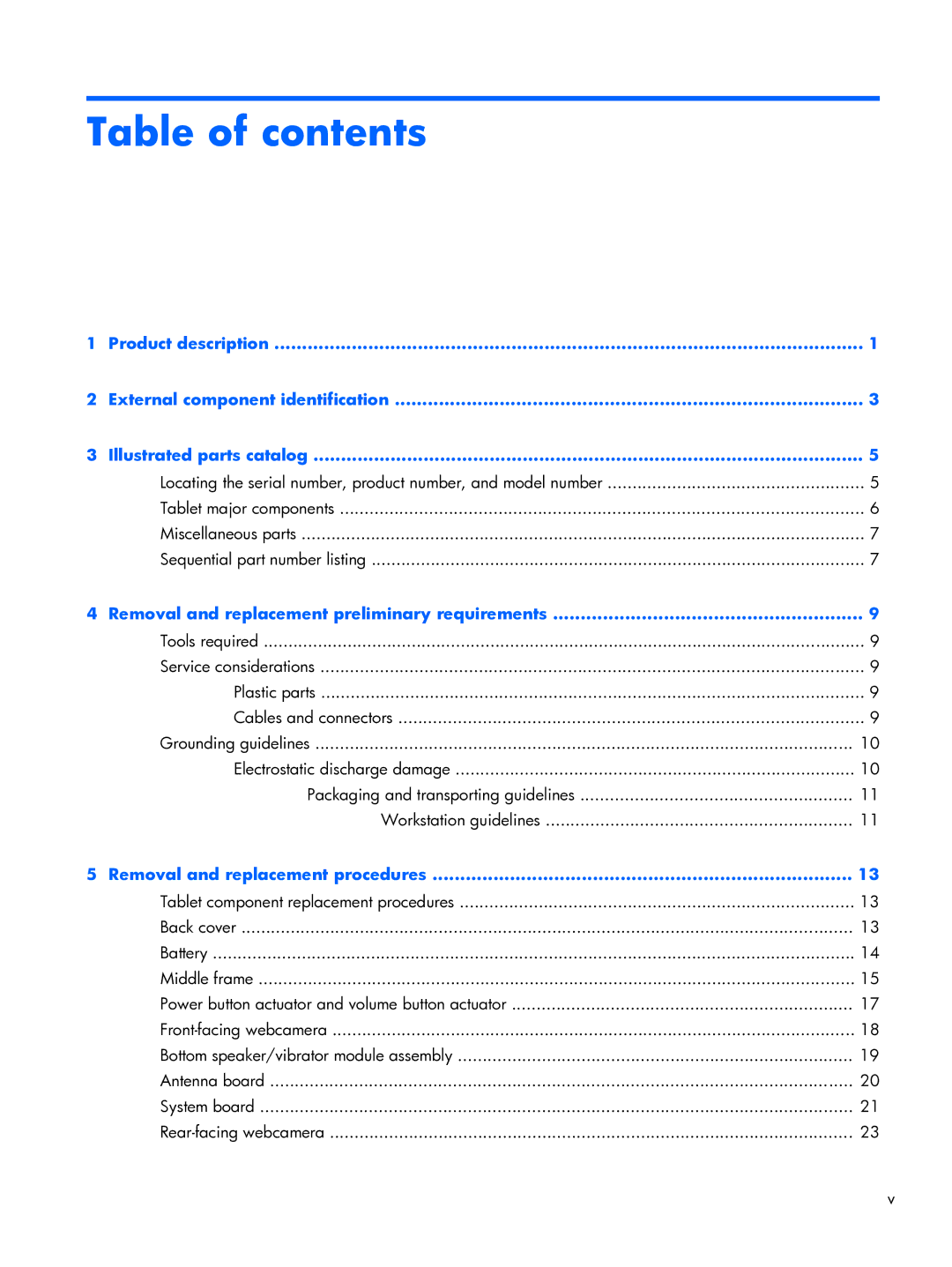 HP 6 VoiceTab manual Table of contents 