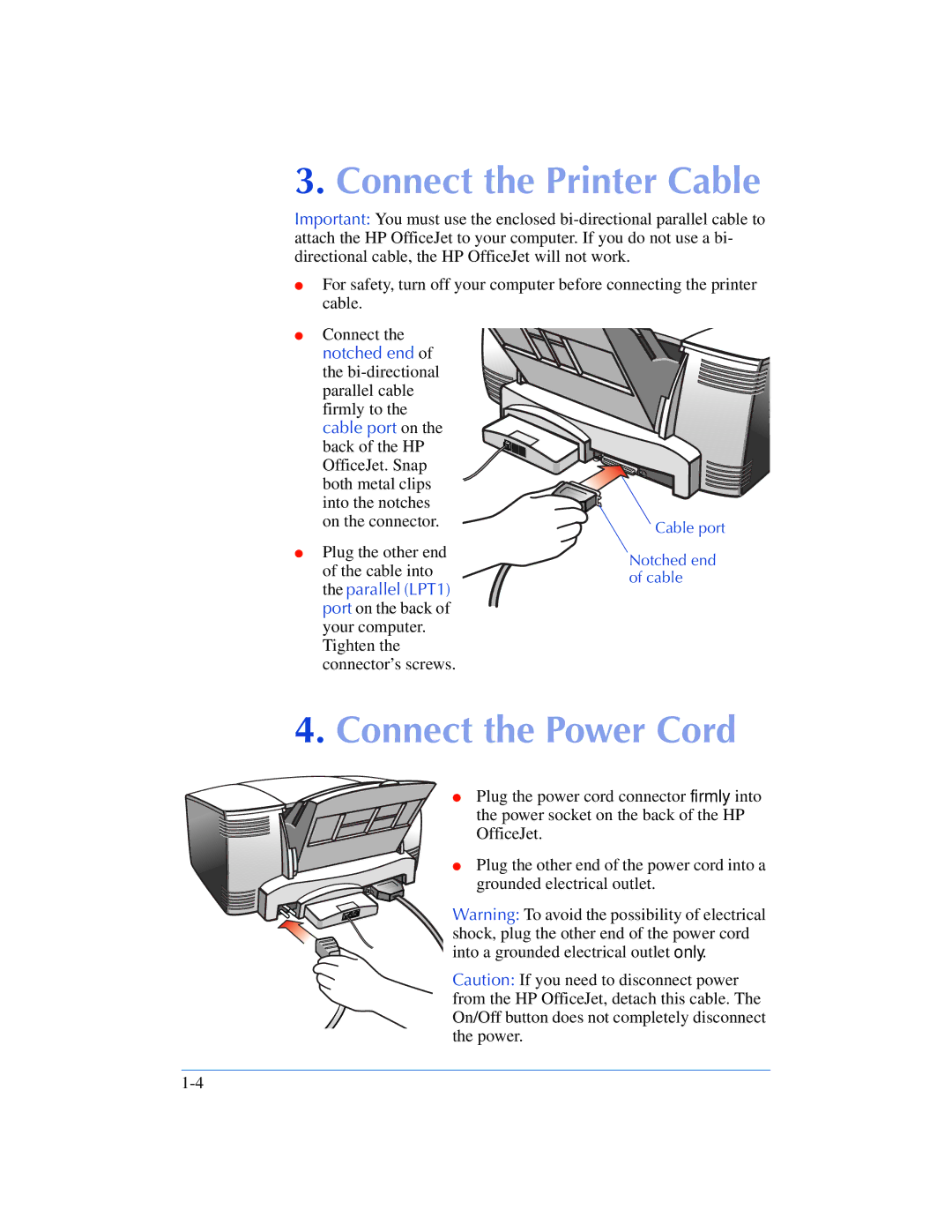 HP 600, 610 manual Connect the Printer Cable, Connect the Power Cord 