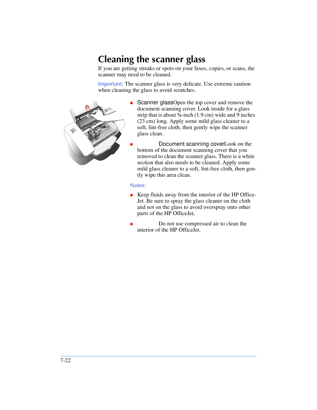 HP 600, 610 manual Cleaning the scanner glass, Document scanning cover Look on 