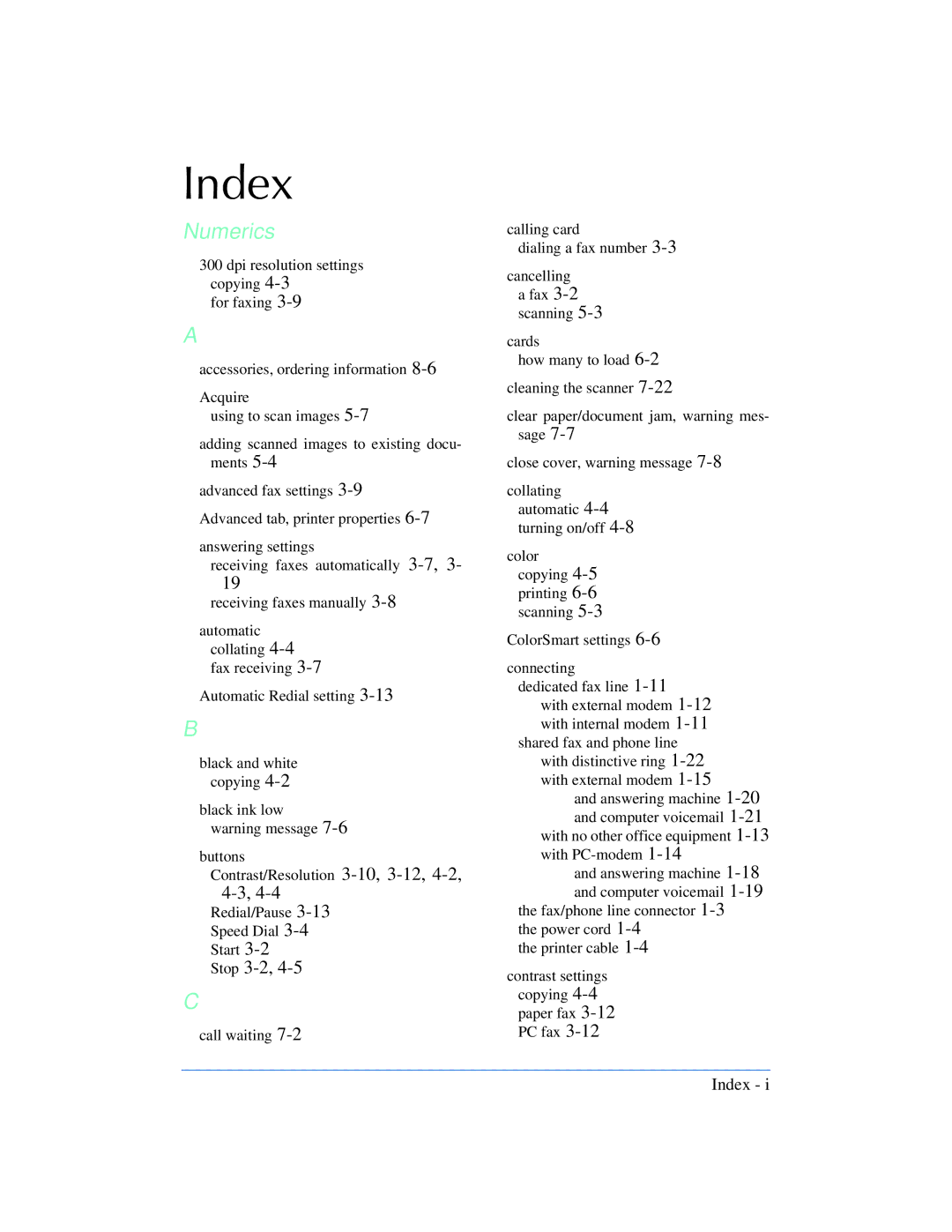 HP 610, 600 manual Index 