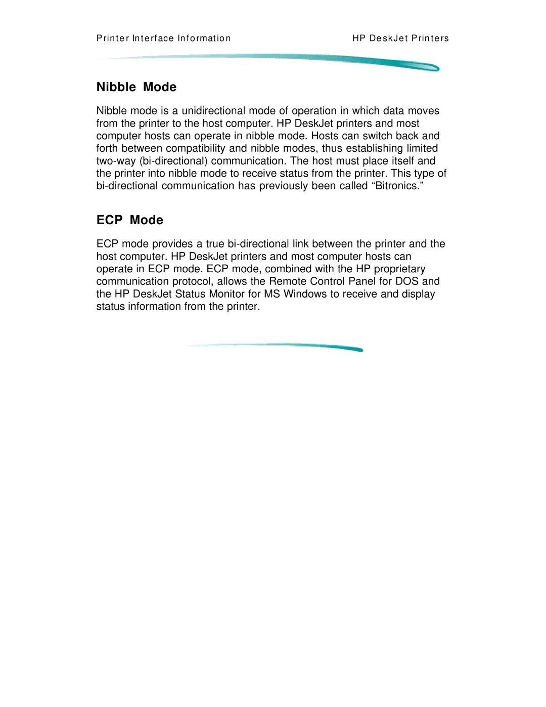 HP 600 C2184A manual Nibble Mode, ECP Mode 