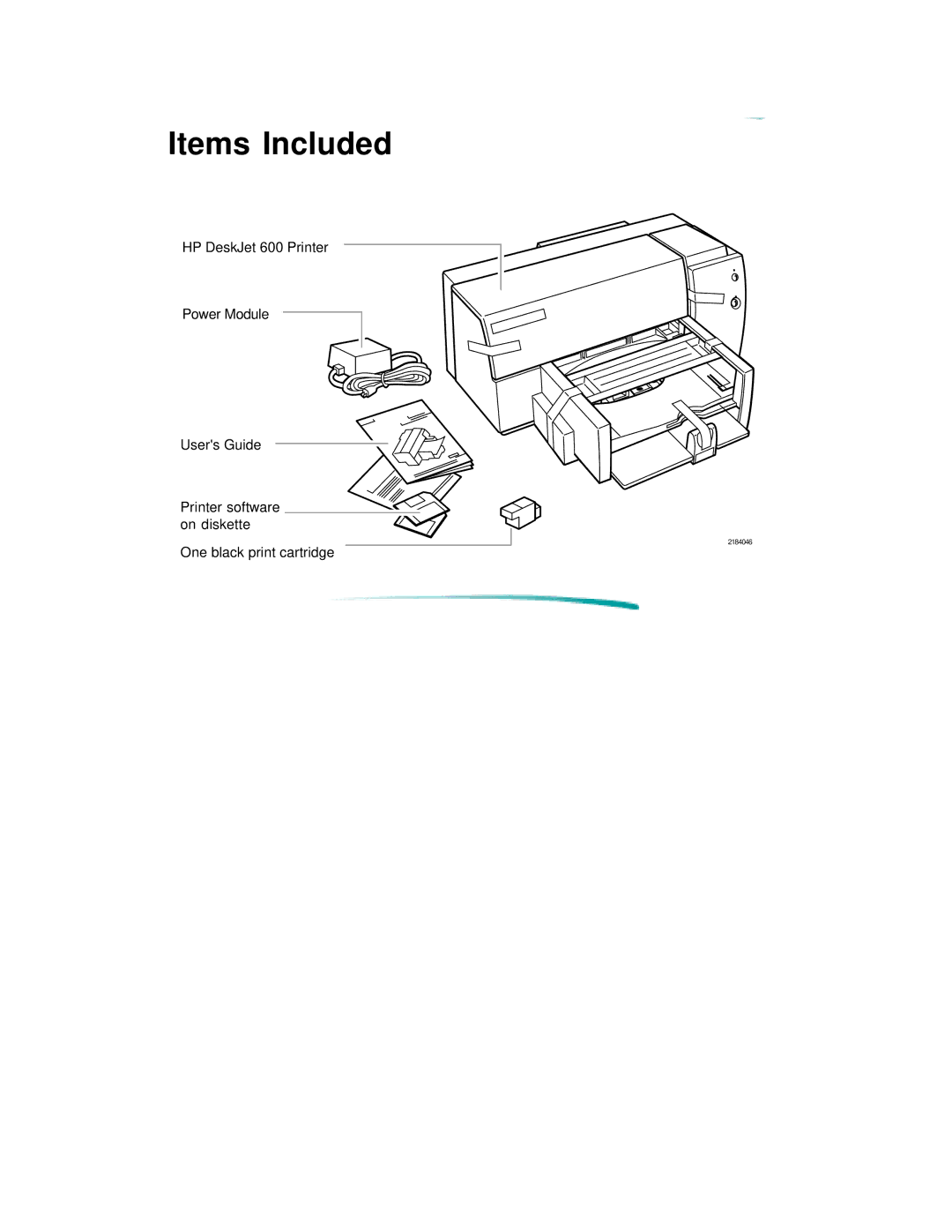 HP 600 C2184A manual Items Included 