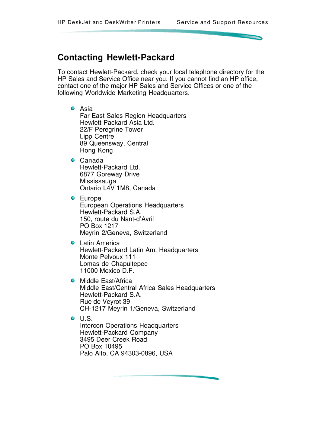 HP 600 C2184A manual Contacting Hewlett-Packard 