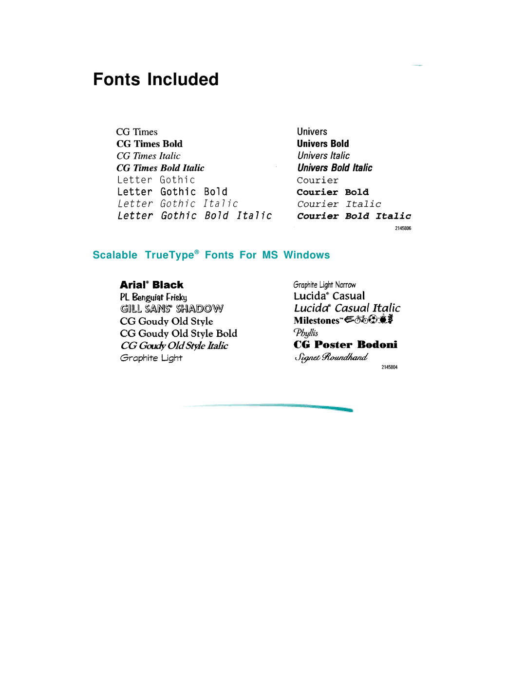 HP 600 C2184A manual Fonts Included, Scalable TrueType Fonts For MS Windows 