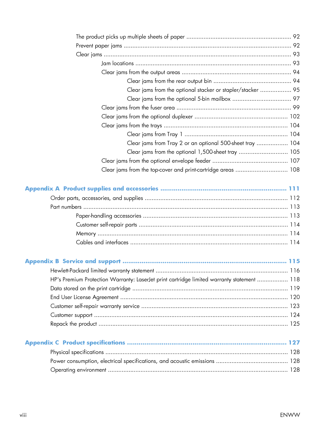 HP 600 M603XH Laser CE996A#BGJ manual Appendix a Product supplies and accessories 111, Appendix B Service and support 115 