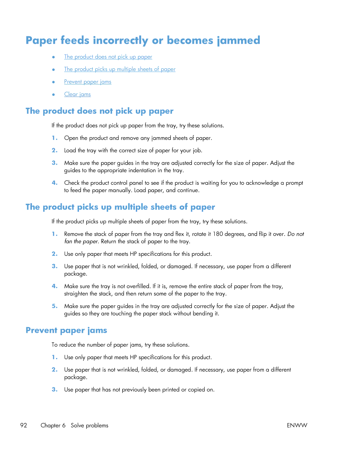 HP 600 M603XH Laser CE996A#BGJ manual Paper feeds incorrectly or becomes jammed, Product does not pick up paper 