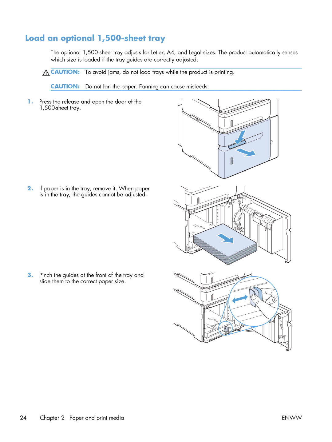 HP 600 M603XH Laser CE996A#BGJ manual Load an optional 1,500-sheet tray 