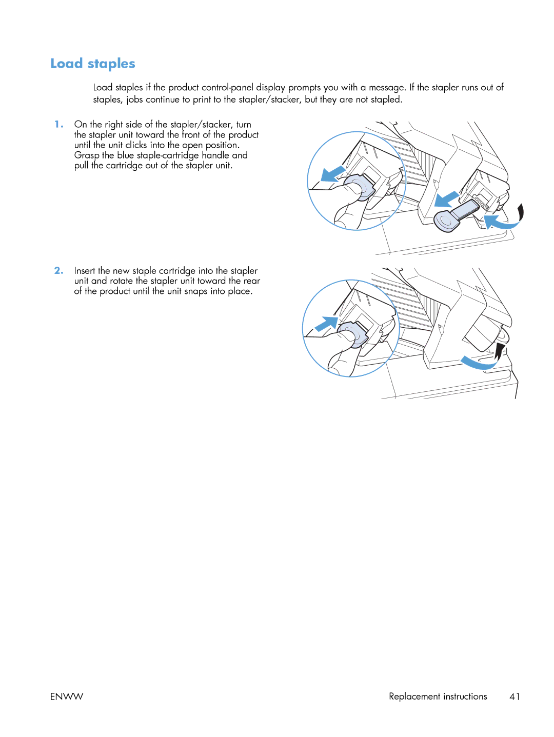 HP 600 M603XH Laser CE996A#BGJ manual Load staples 