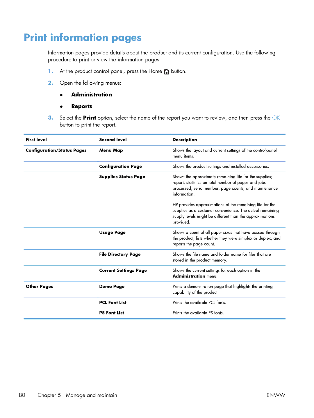 HP 600 M603XH Laser CE996A#BGJ manual Print information pages 