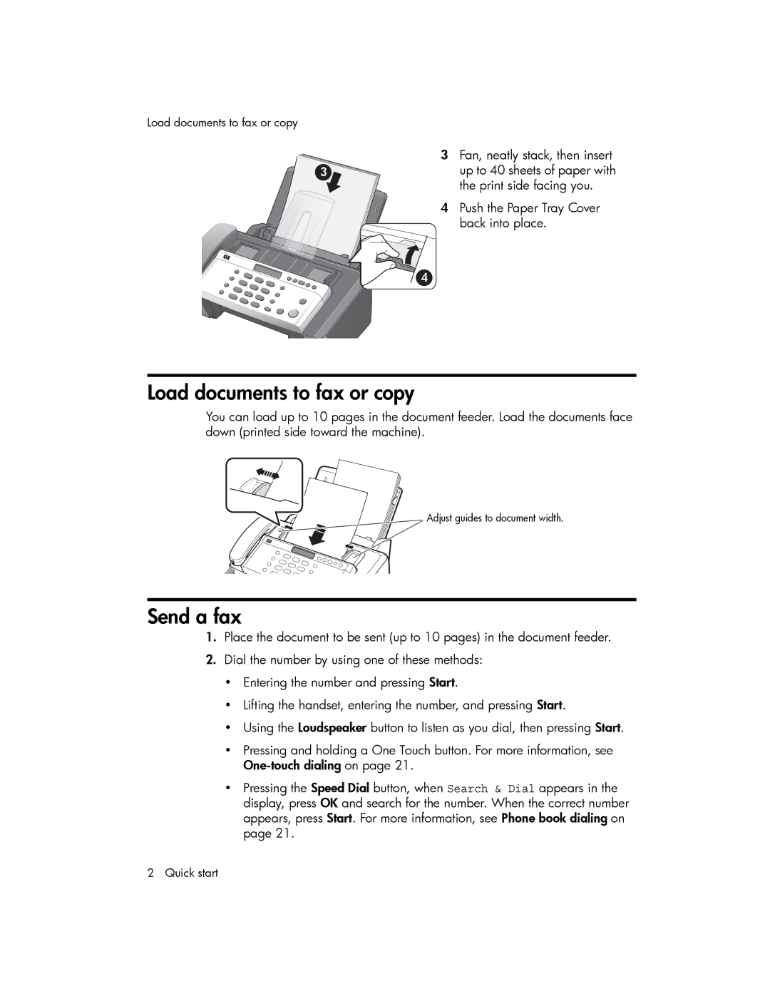 HP 600 manual Load documents to fax or copy, Send a fax 