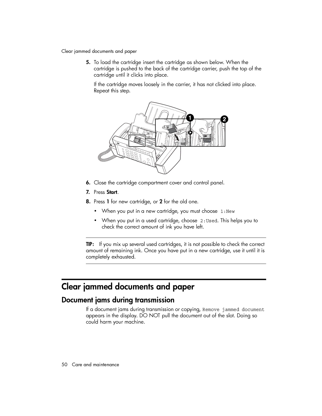 HP 600 manual Clear jammed documents and paper, Document jams during transmission 