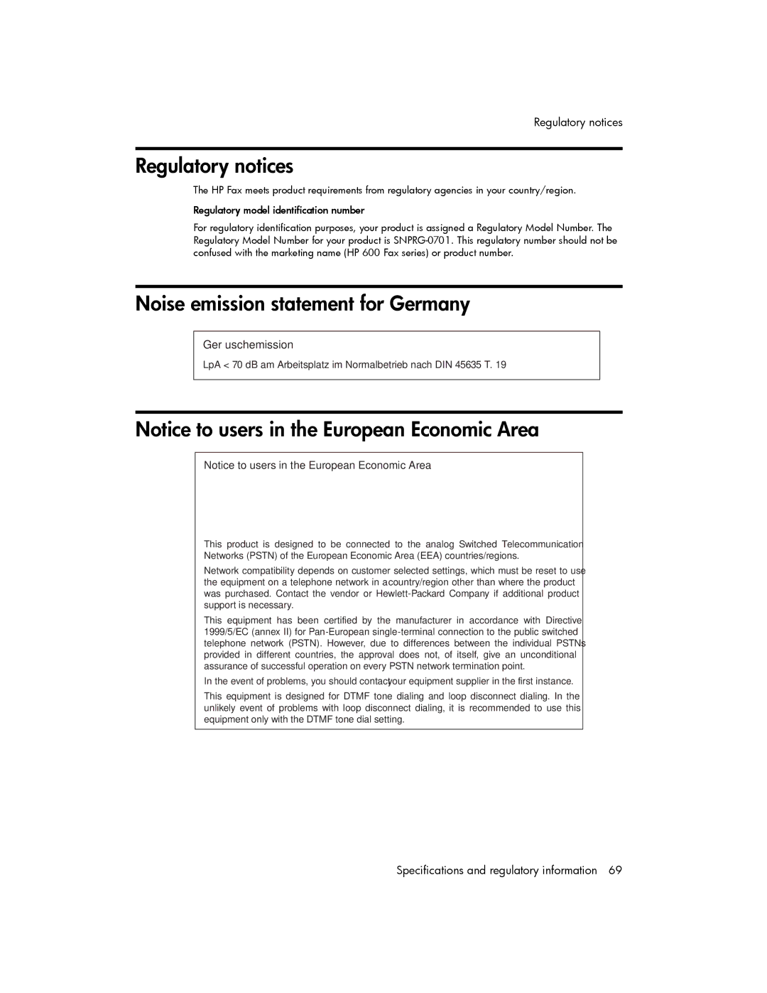 HP 600 manual Regulatory notices, Noise emission statement for Germany 