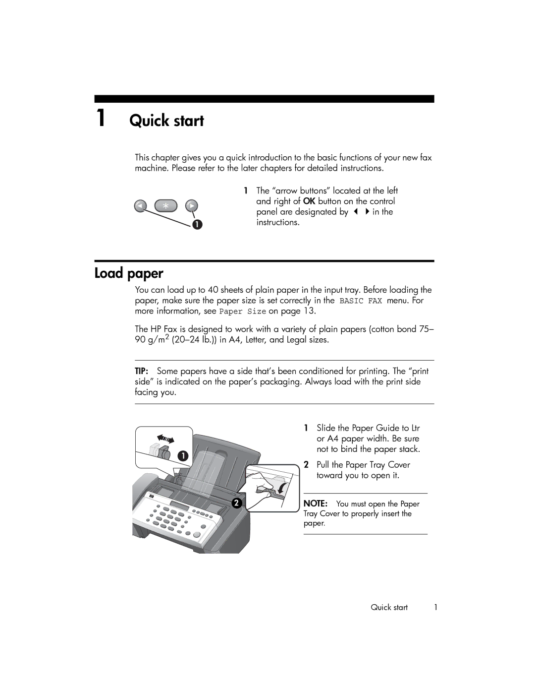 HP 600 manual Quick start, Load paper 