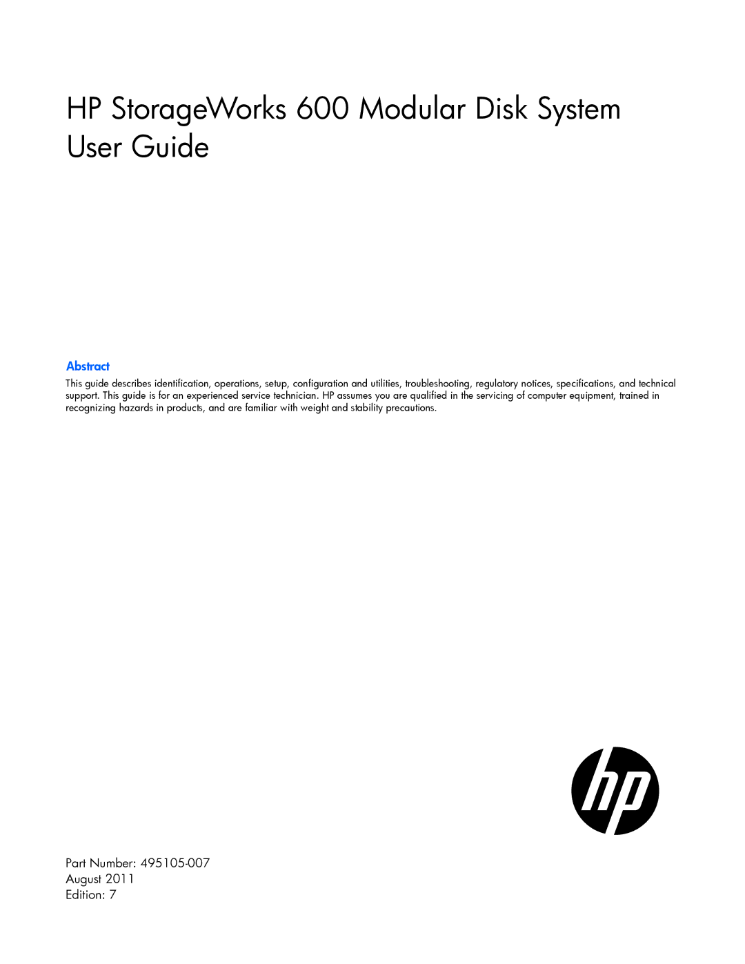 HP manual HP StorageWorks 600 Modular Disk System User Guide 