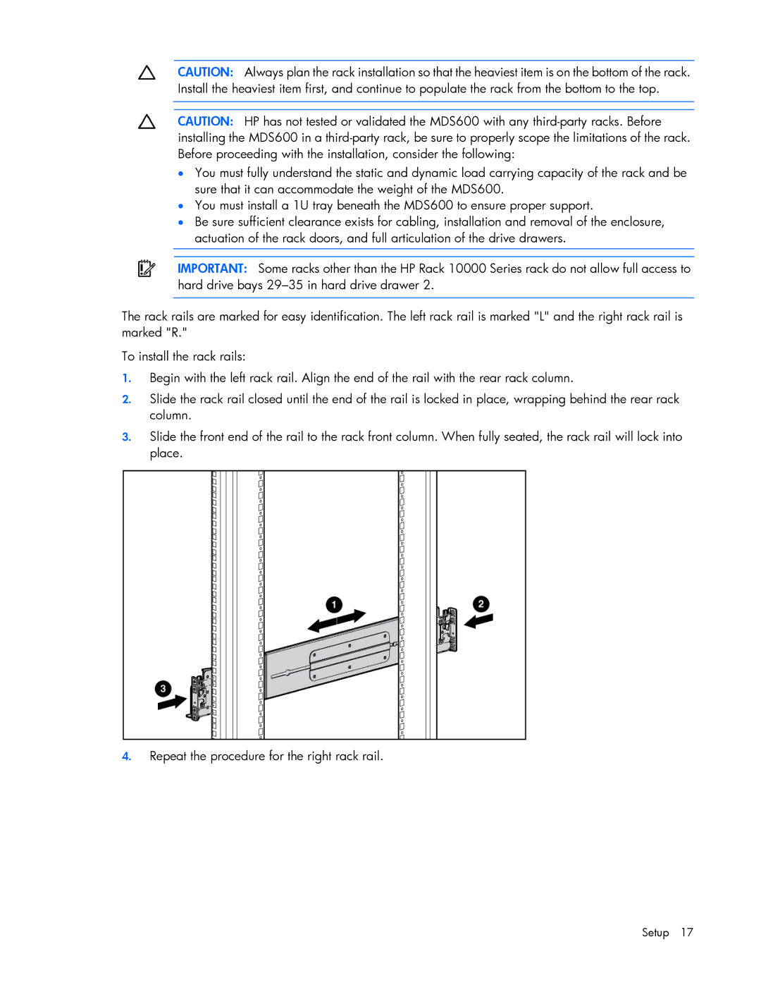 HP 600 manual Setup 