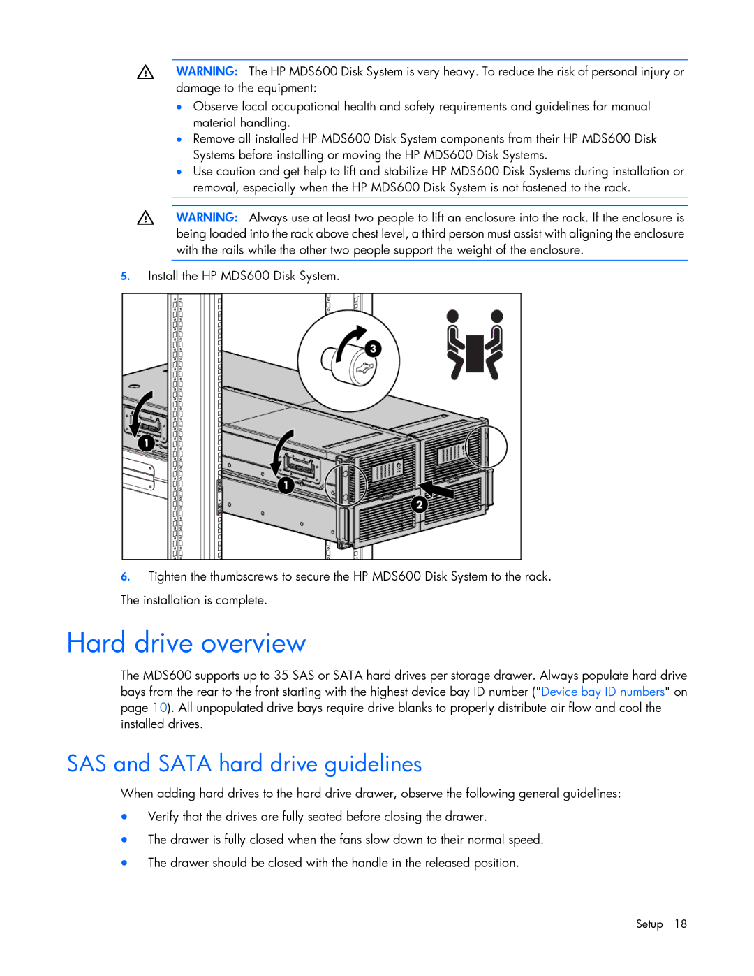 HP 600 manual Hard drive overview, SAS and Sata hard drive guidelines 