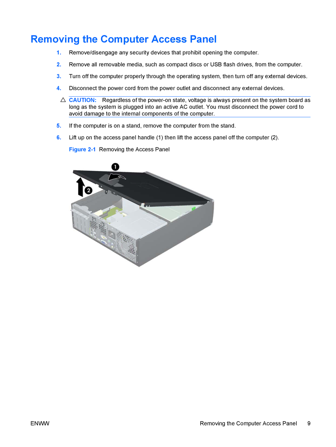 HP 6000 Pro manual Removing the Computer Access Panel 