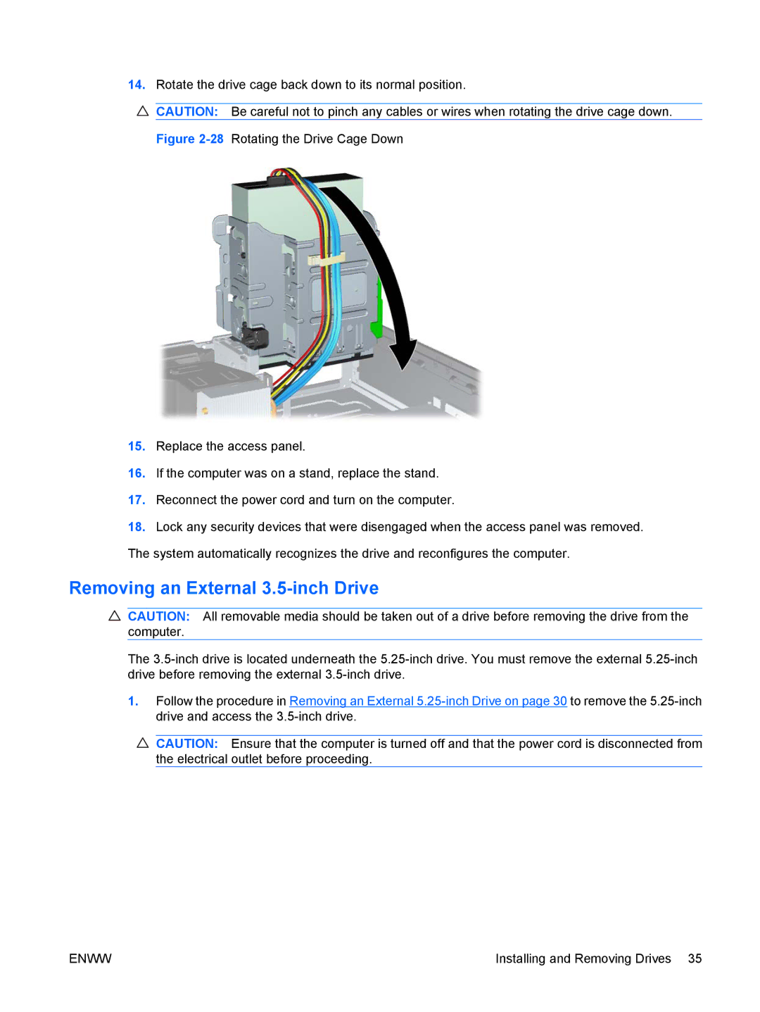 HP 6000 Pro manual Removing an External 3.5-inch Drive 