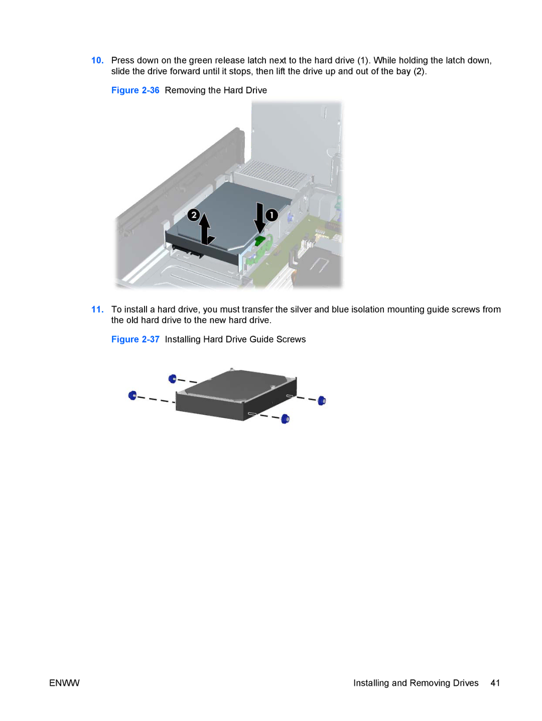 HP 6000 Pro manual 37Installing Hard Drive Guide Screws 