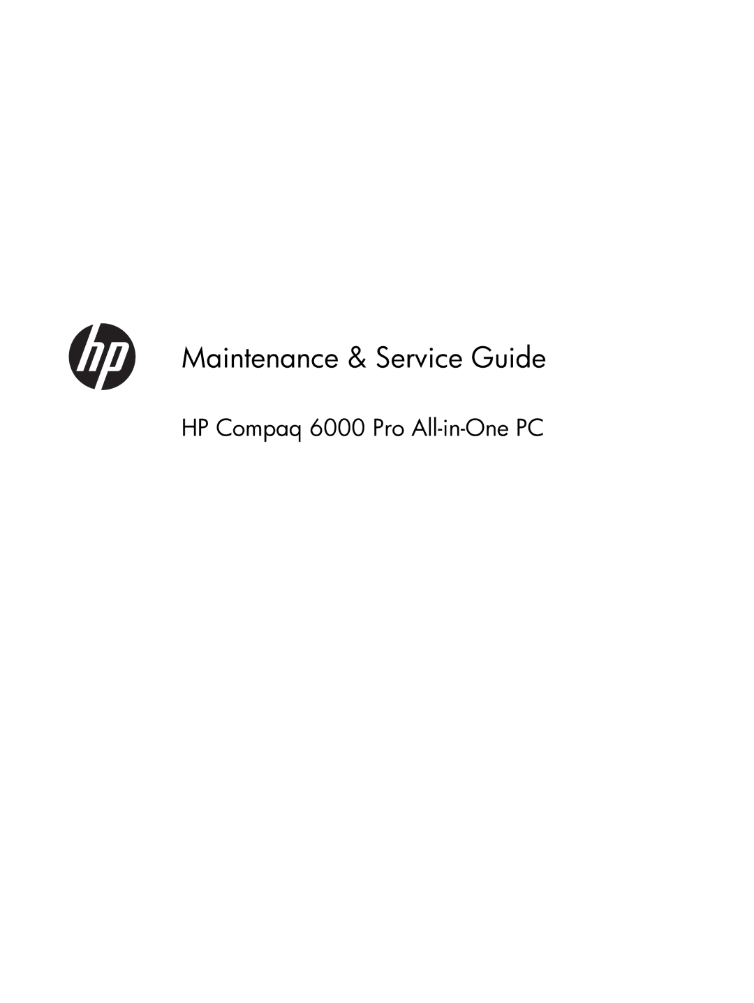 HP 6000 Pro manual Maintenance & Service Guide 