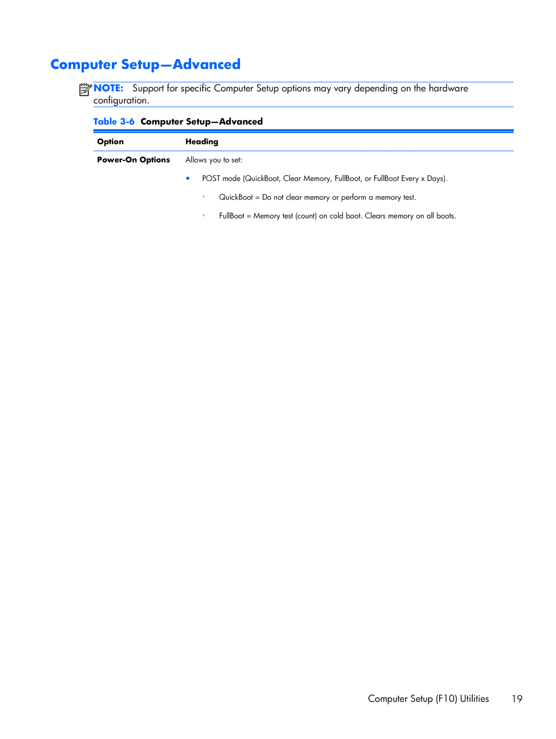 HP 6000 Pro manual 6Computer Setup-Advanced 