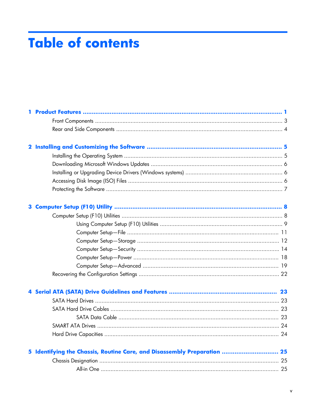 HP 6000 Pro manual Table of contents 