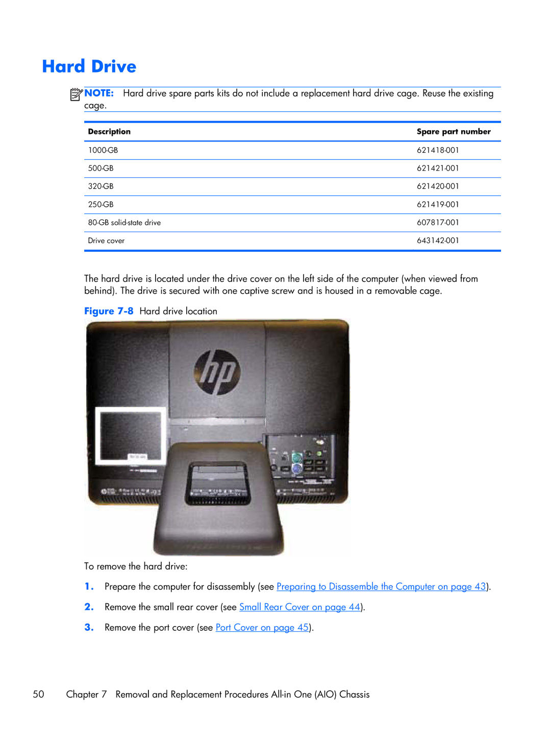 HP 6000 Pro manual Hard Drive, 8Hard drive location To remove the hard drive 