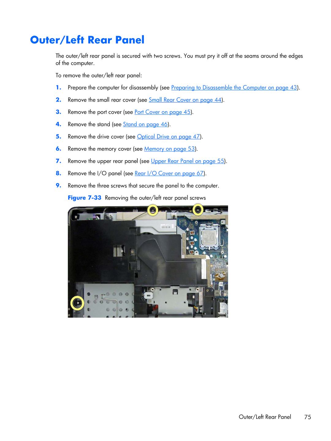 HP 6000 Pro manual Outer/Left Rear Panel 