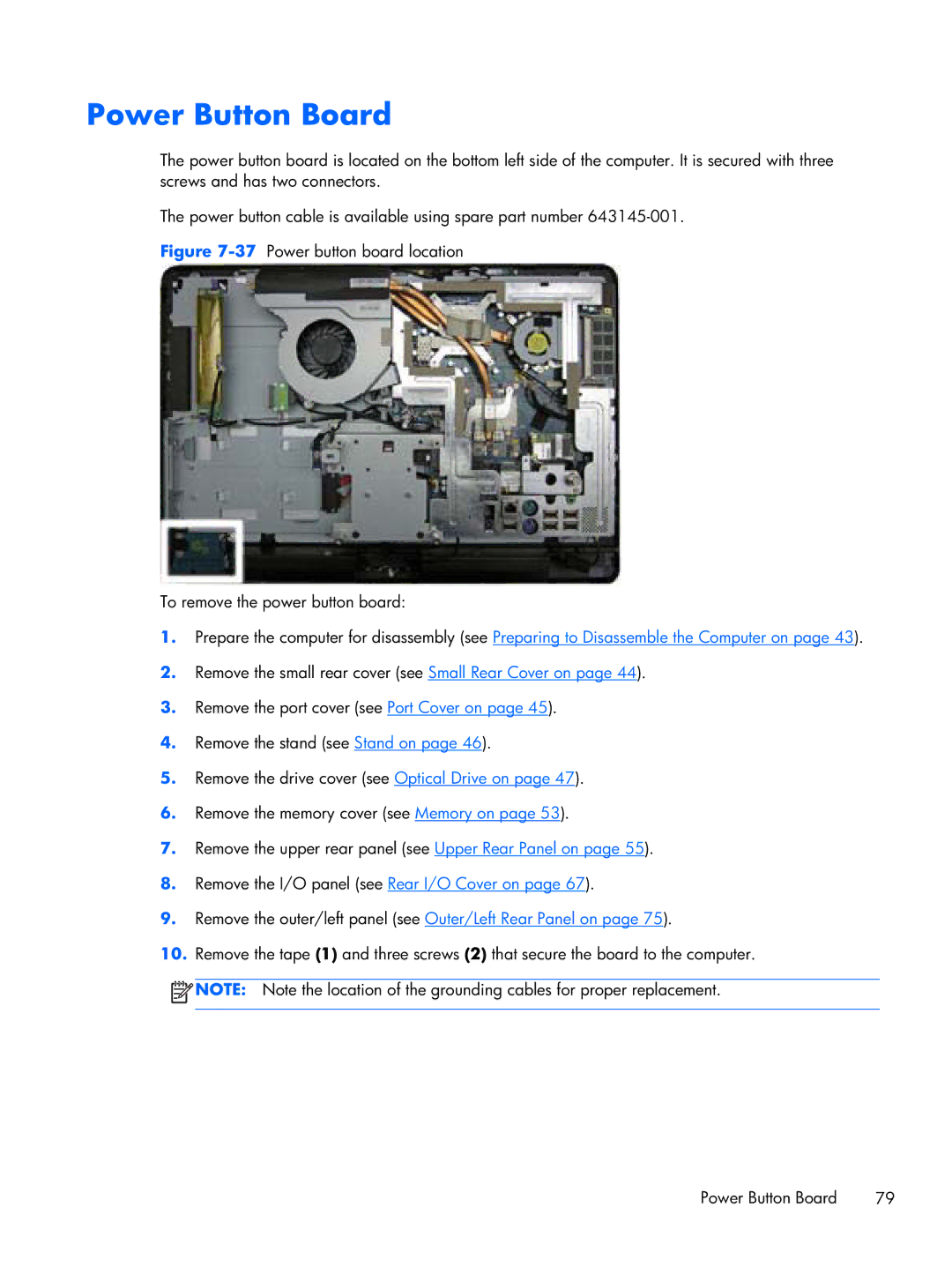 HP 6000 Pro manual Power Button Board 