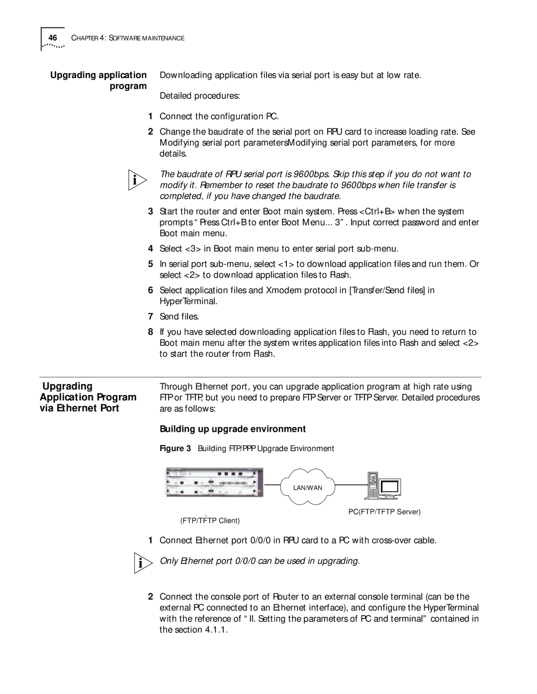 HP 6000 Router manual Upgrading, Application Program, Via Ethernet Port, Are as follows, Building up upgrade environment 