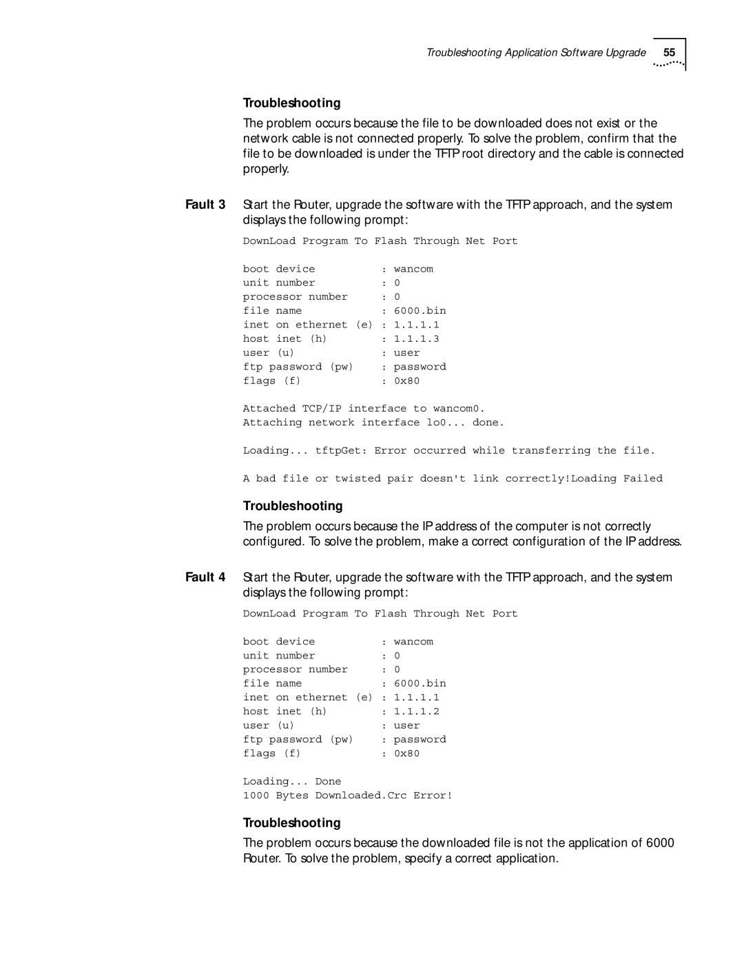 HP 6000 Router manual Troubleshooting Application Software Upgrade 