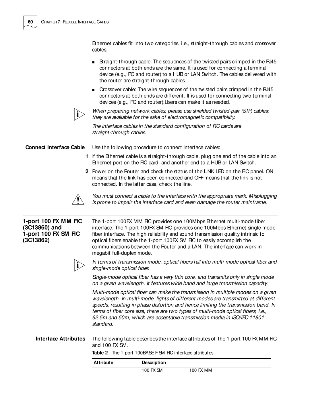 HP 6000 Router manual Port 100 FX MM FIC 