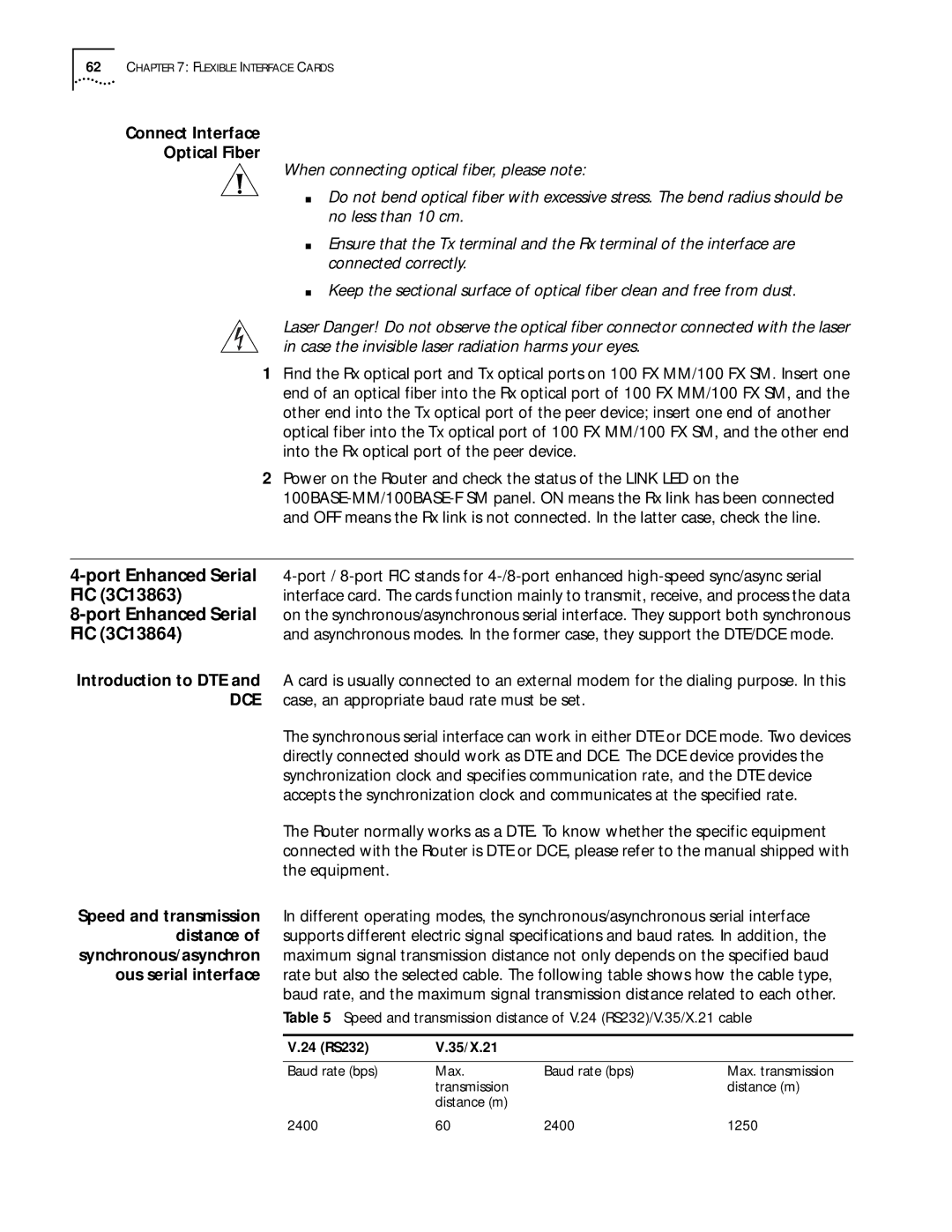 HP 6000 Router manual Port Enhanced Serial, FIC 3C13863, FIC 3C13864 