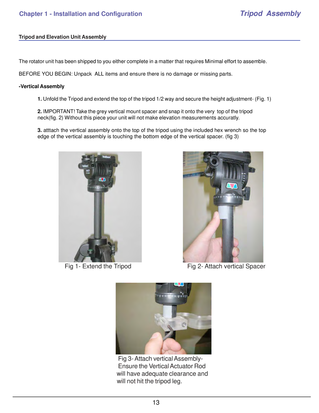 HP 6000 manual Tripod Assembly, Tripod and Elevation Unit Assembly, Vertical Assembly 