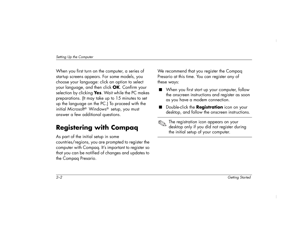 HP 6000Z, 6000T manual Registering with Compaq 