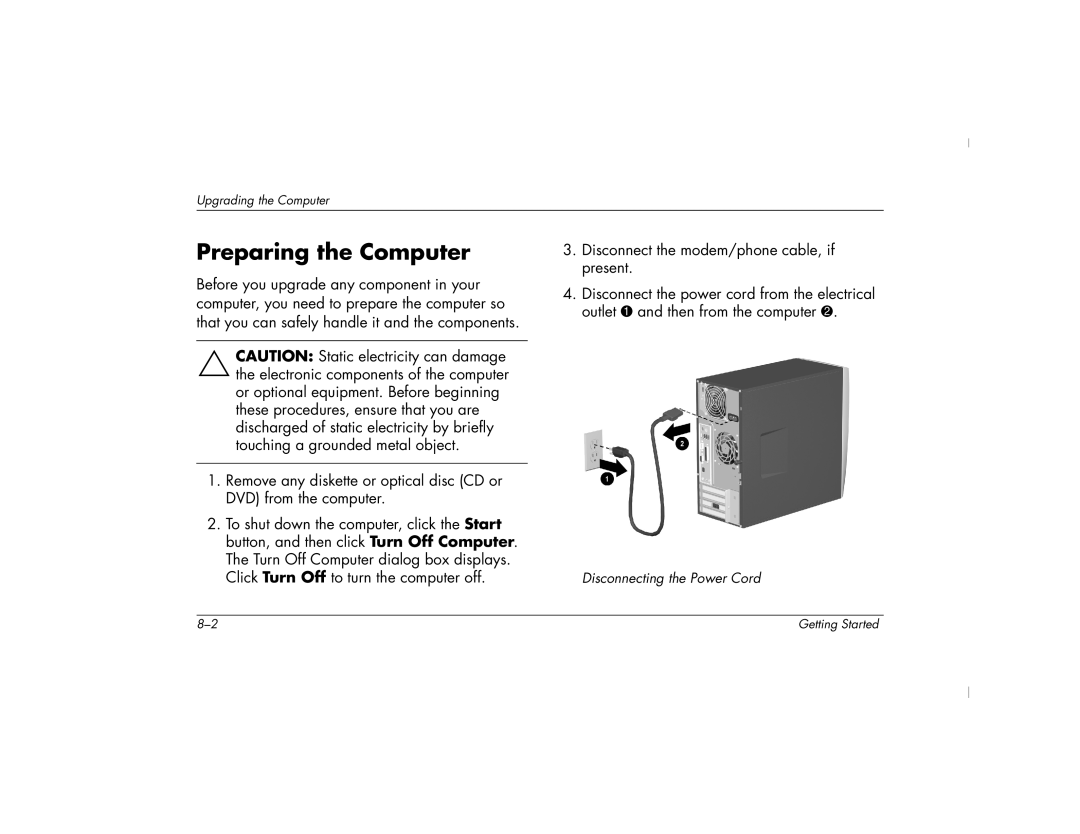 HP 6000Z, 6000T manual Preparing the Computer 