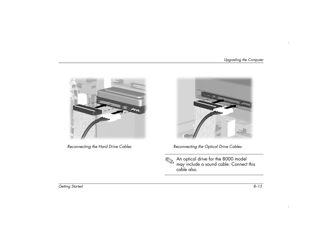 HP 6000T, 6000Z manual Reconnecting the Hard Drive Cables 