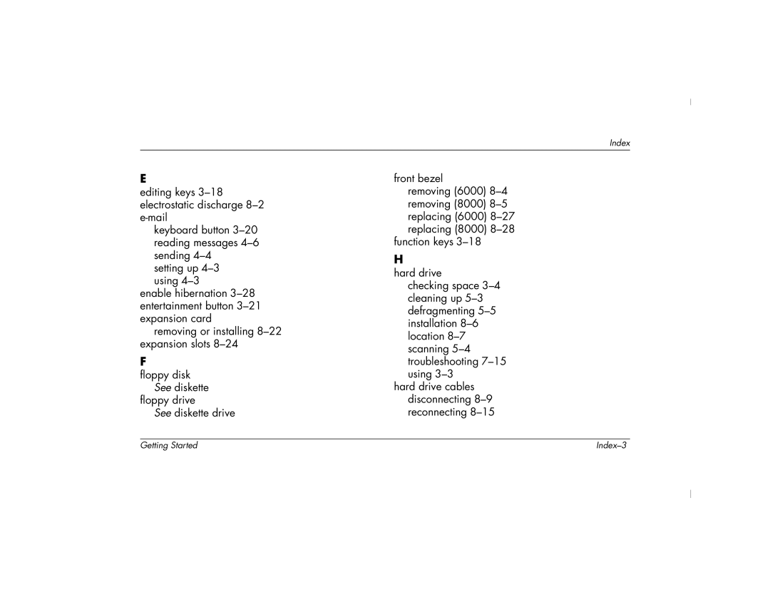 HP 6000T, 6000Z manual Index-3 