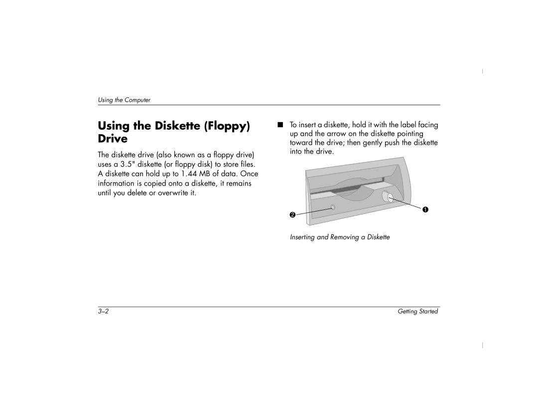 HP 6000Z, 6000T manual Using the Diskette Floppy Drive 