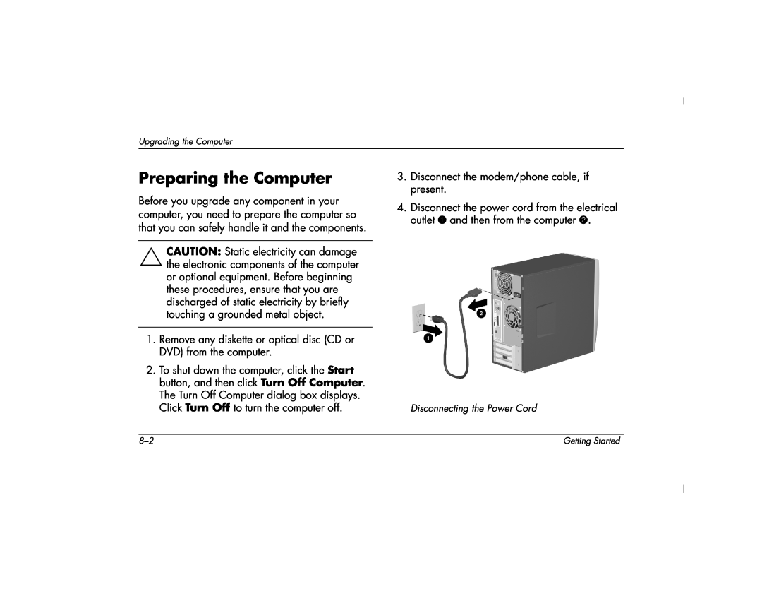 HP 6000Z, 6000T manual Preparing the Computer 