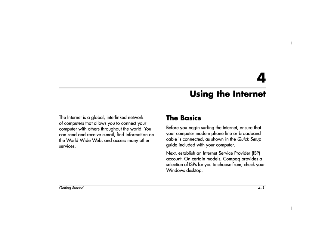 HP 6000T, 6000Z manual Using the Internet, The Basics 