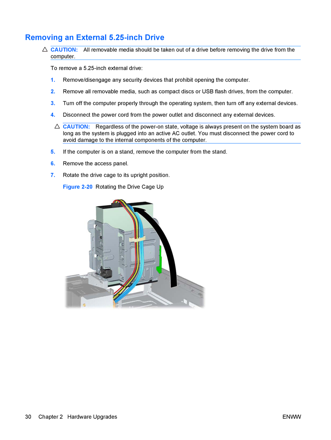 HP 6005 Pro manual Removing an External 5.25-inch Drive 