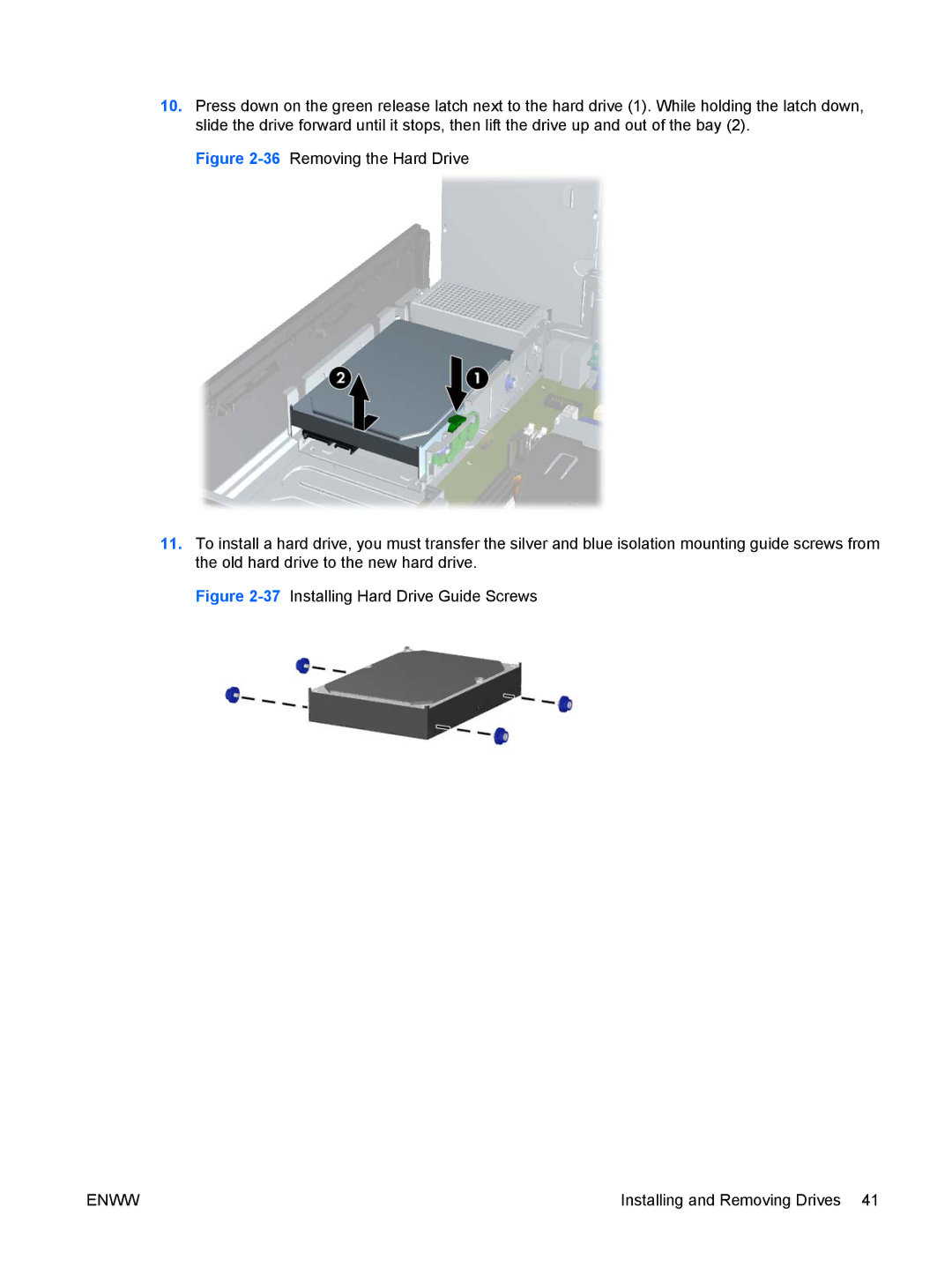 HP 6005 Pro manual 37Installing Hard Drive Guide Screws 