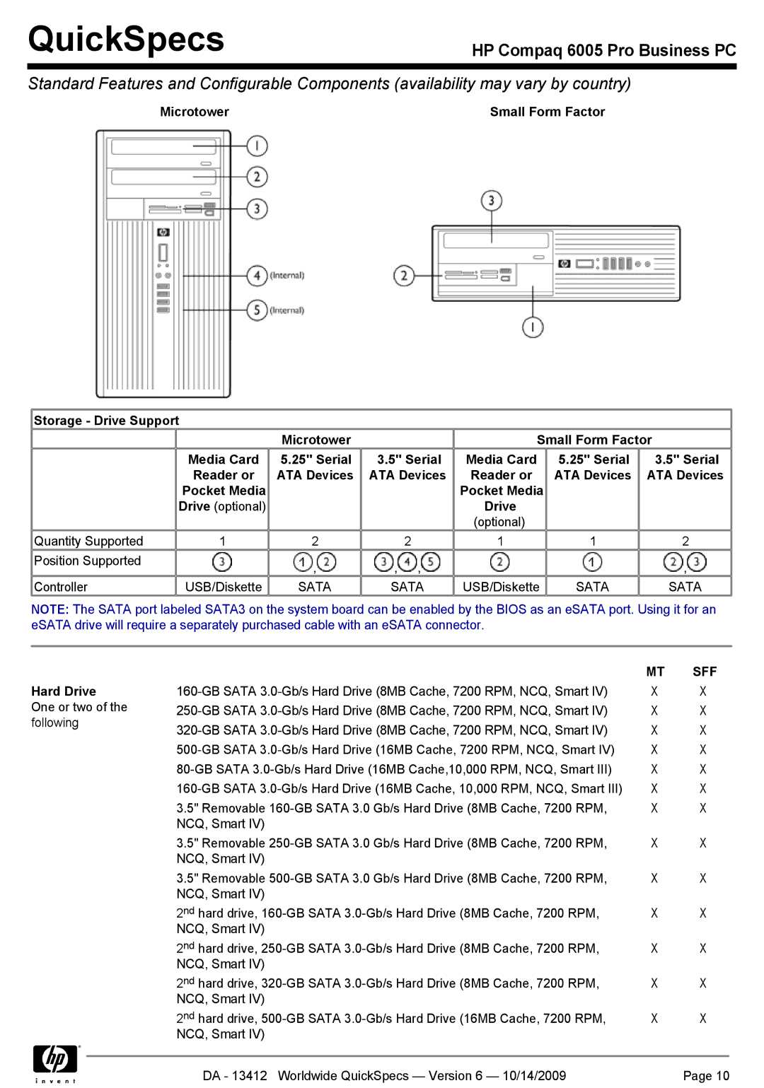 HP 6005 manual Hard Drive 