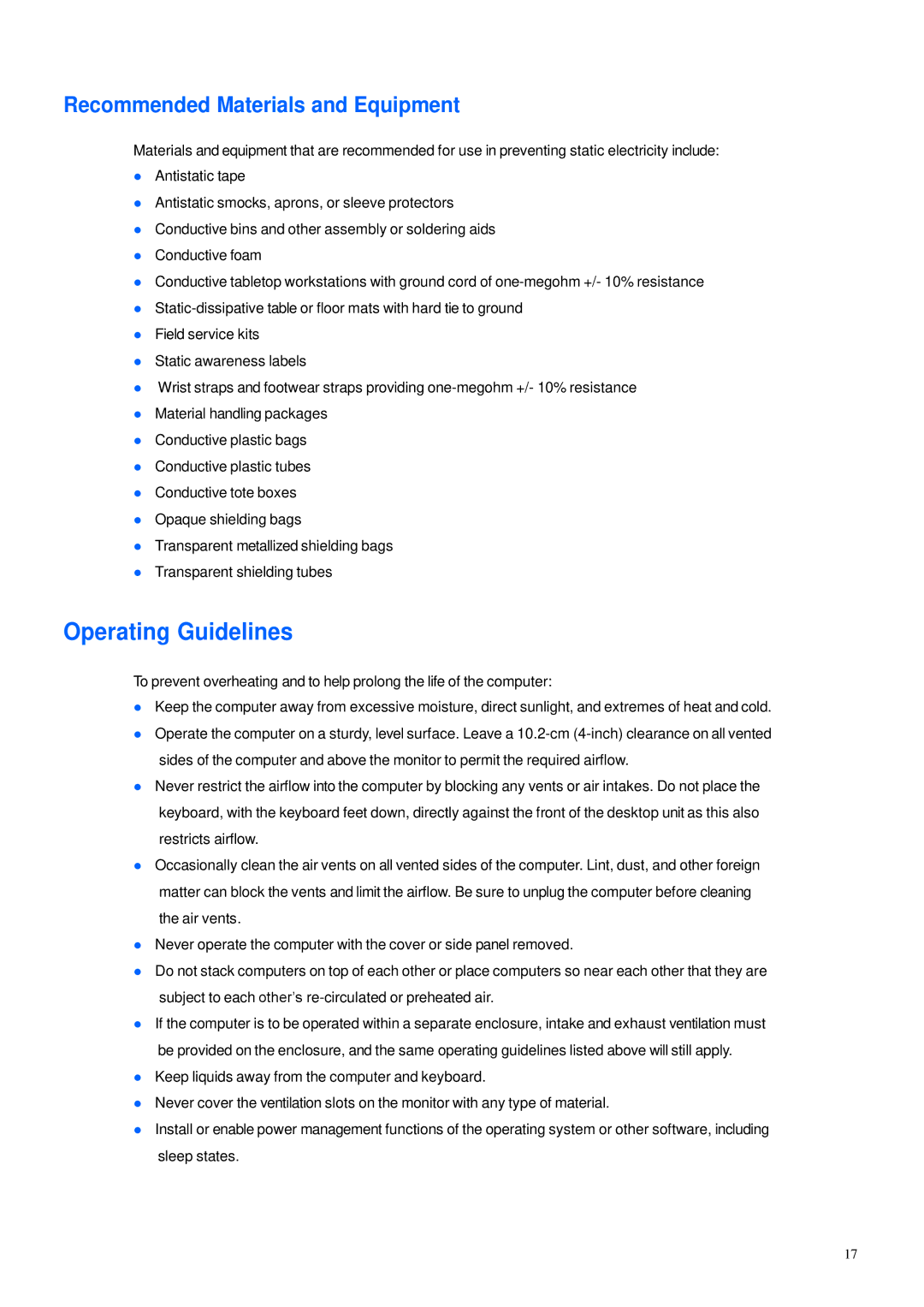 HP 600B manual Operating Guidelines, Recommended Materials and Equipment 