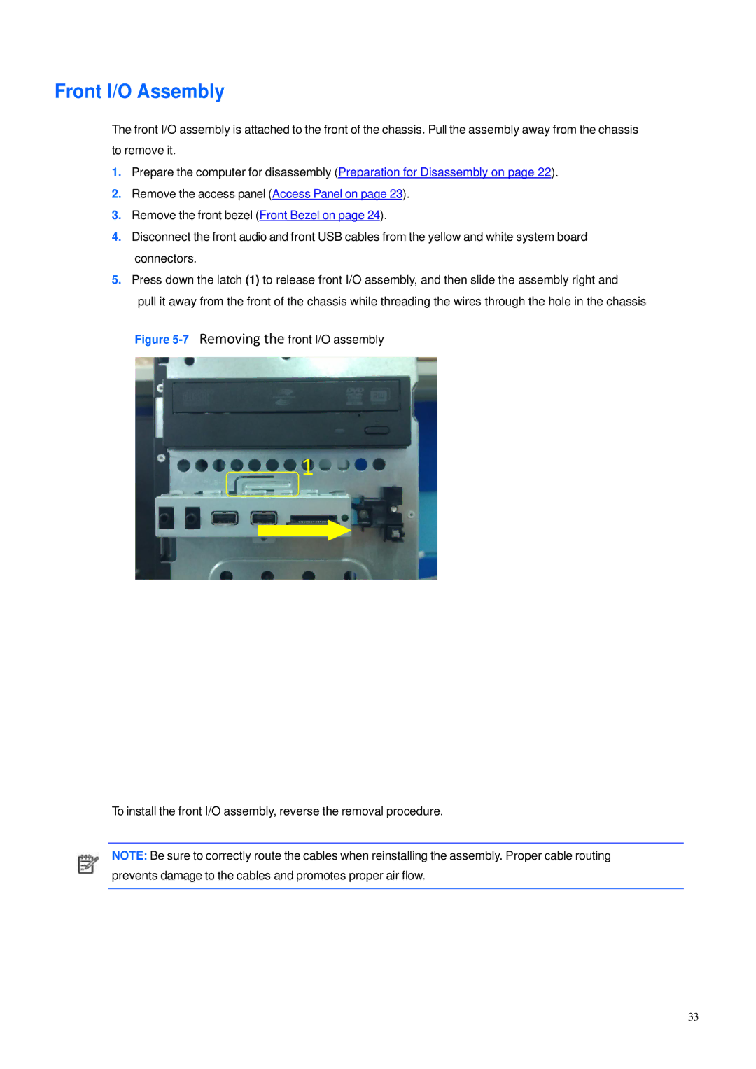 HP 600B manual Front I/O Assembly 