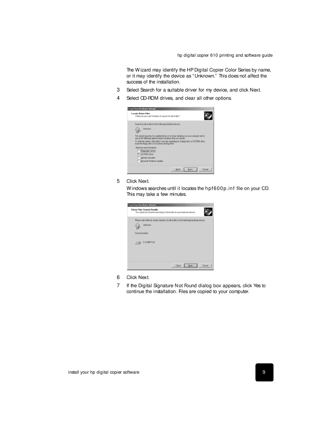 HP 610 Copier manual Hp digital copier 610 printing and software guide 