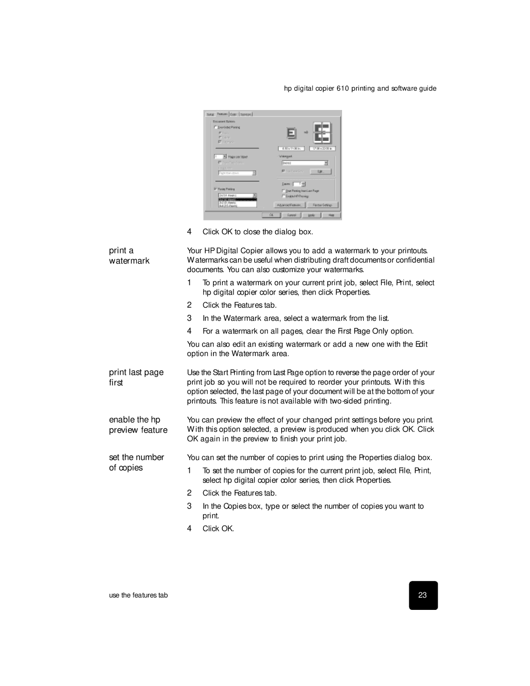 HP 610 Copier manual Hp digital copier 610 printing and software guide 